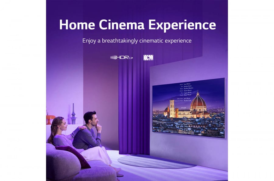 55QNED806QA تلفزيون LED بتقنية ألوان Quantum Dot NanoCell Color بدقة 4K الحقيقية من إل جي مقاس 55 بوصة من السلسلة QNED80، مع HDR (النطاق الديناميكي العالي) السينمائي 4K لتصميمات شاشة السينما والمزوّد بإمكانية الإعتام المحلي بتقنية AI ThinQ للتلفزيون الذكي