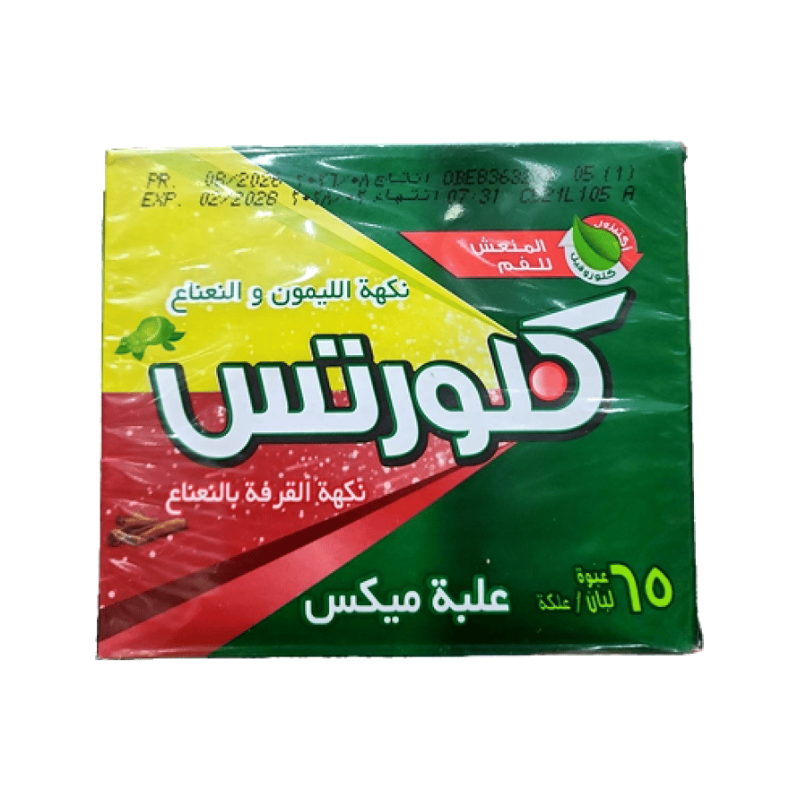 علبة علكة كلورتس ميكس بنكهة الليمون والنعناع ونكهة القرفة بالنعناع المنعش للفم 65 قطعه