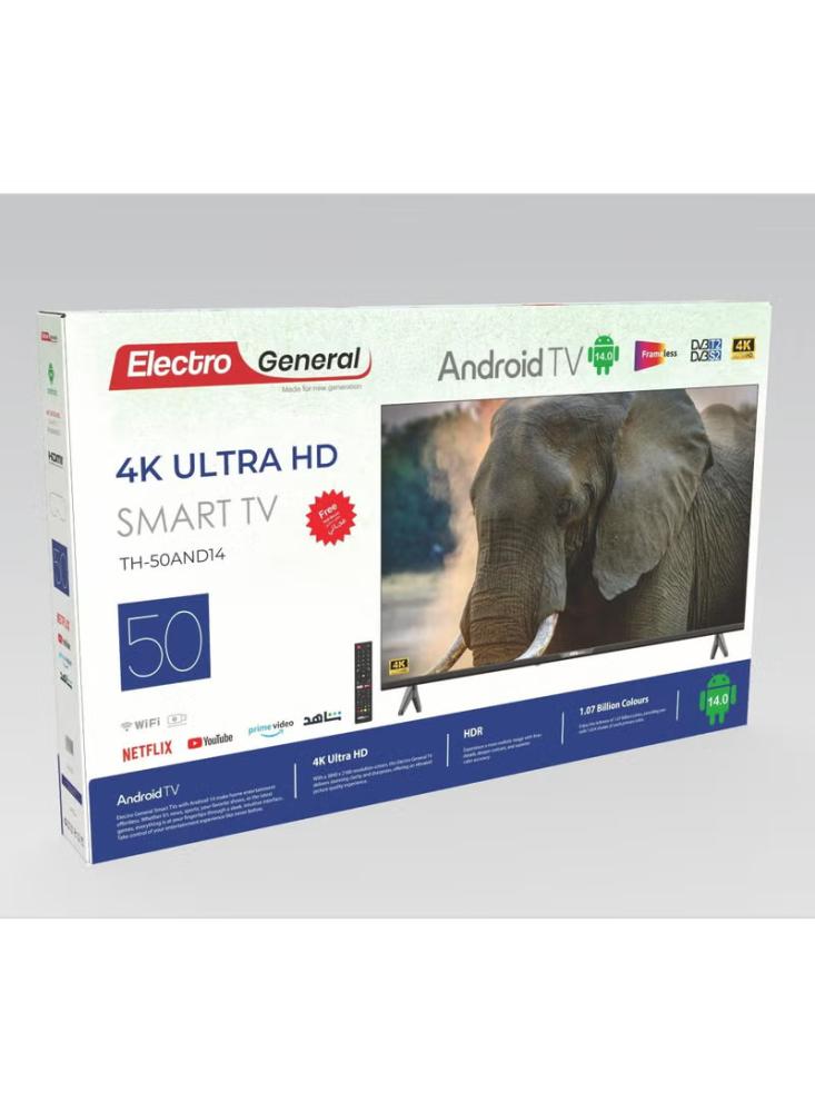 Smart 50-inch LED UHD 4K screen with Android 14 system – TH‑50AND14