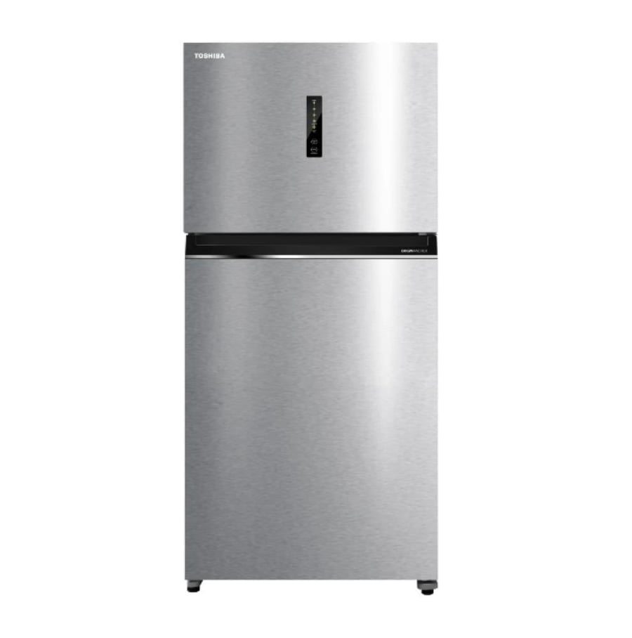 Toshiba 2-door inverter refrigerator, 21.5 feet (608 liters), stainless steel