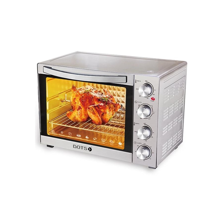 Electric oven Dots 60 liter, 2200 watt, silver color - perfect for baking and grilling