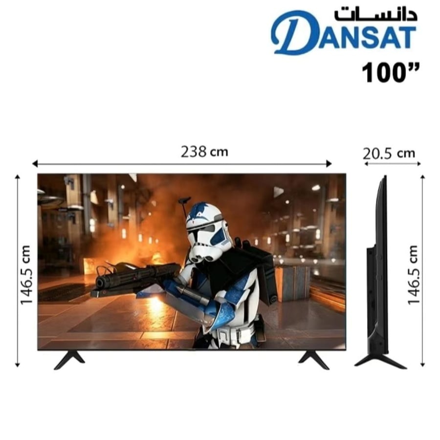 شاشة دانسات 100 بوصة QLED سمارت 4K جوجل TV بمعدل 144Hz ورسيفر مدمج – موديل DTQ100U144HZ
