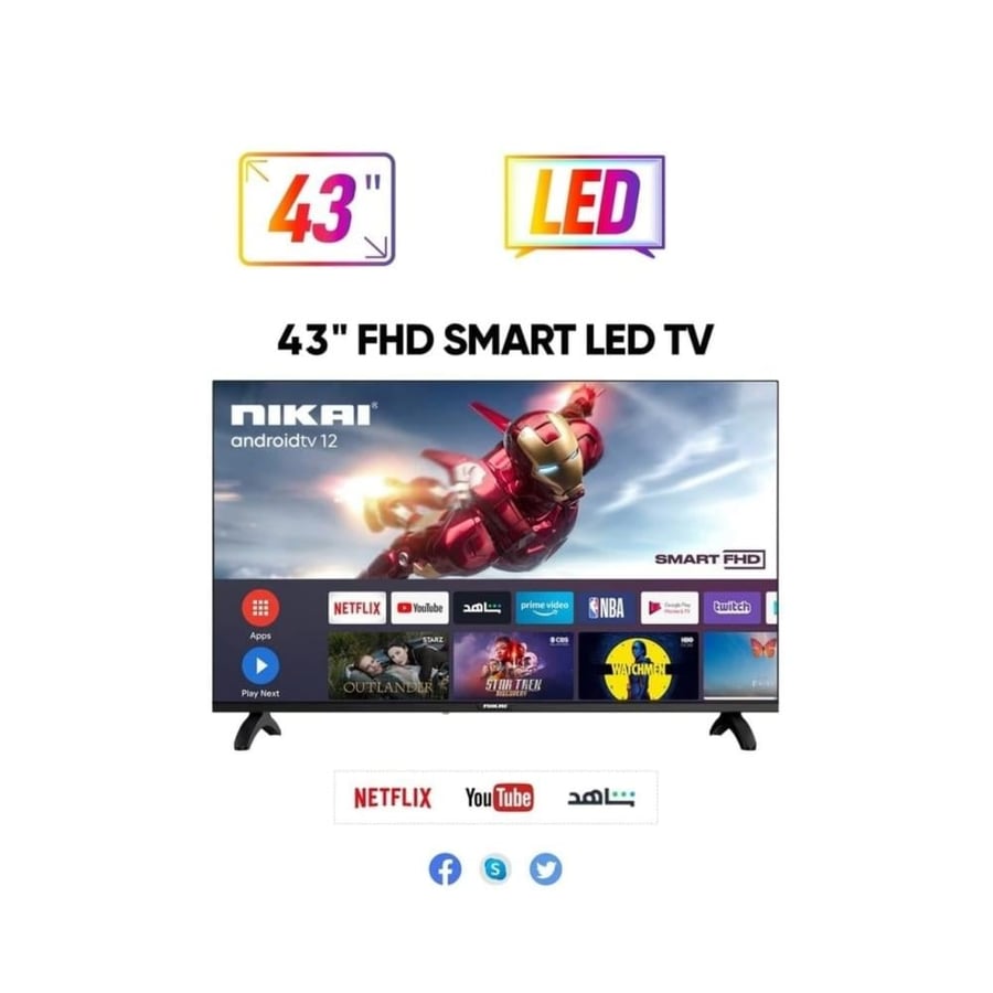 شاشة نيكاي 43 بوصة LED ذكية بدقة FHD – نظام أندرويد – مكبر صوت مدمج – NTV4300SLED