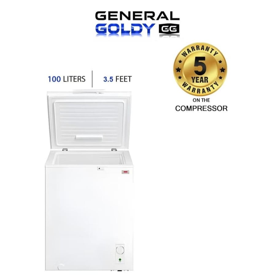 General Goldi shallow freezer 3.5 feet - capacity 100 liters - white - model GCF100D