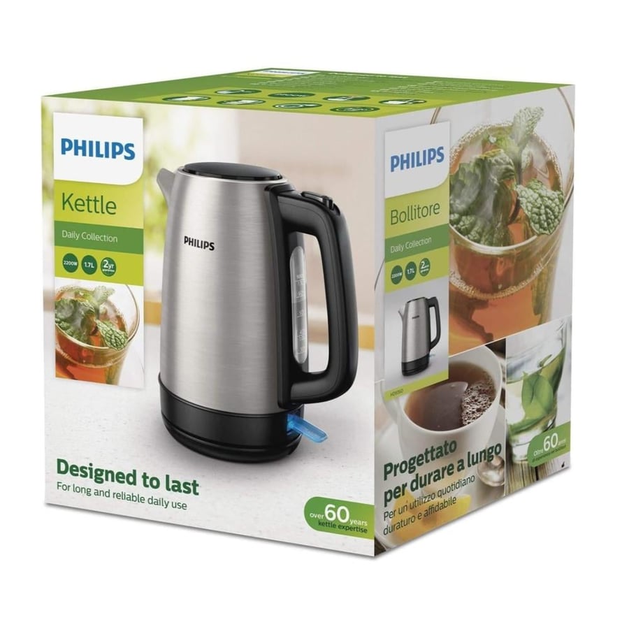 Philips kettle, daily set, capacity 1.7 liters, steel, model HD9350/92