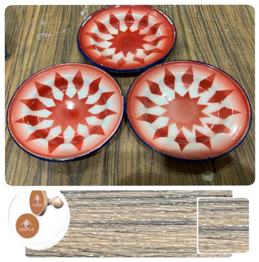 Old red ceramic plate Hong Kong