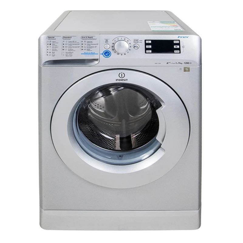 غسالة ملابس انديست 9 كيلو تعبئة أمامية صنع في ايطاليا فضي XWE91283XS 60HZ