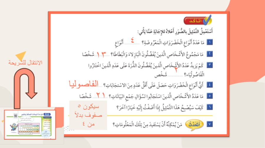 الوحدة الرابعة تمثيل البيانات وقرائتها