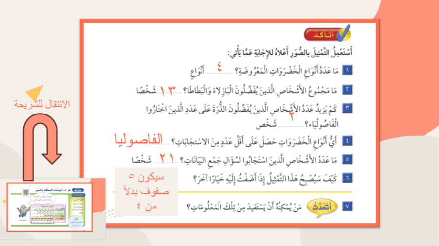 الوحدة الرابعة تمثيل البيانات وقرائتها