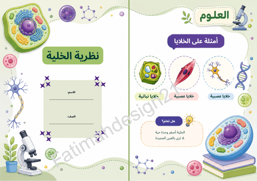 مطوية علوم الصف السادس نظرية الخلية