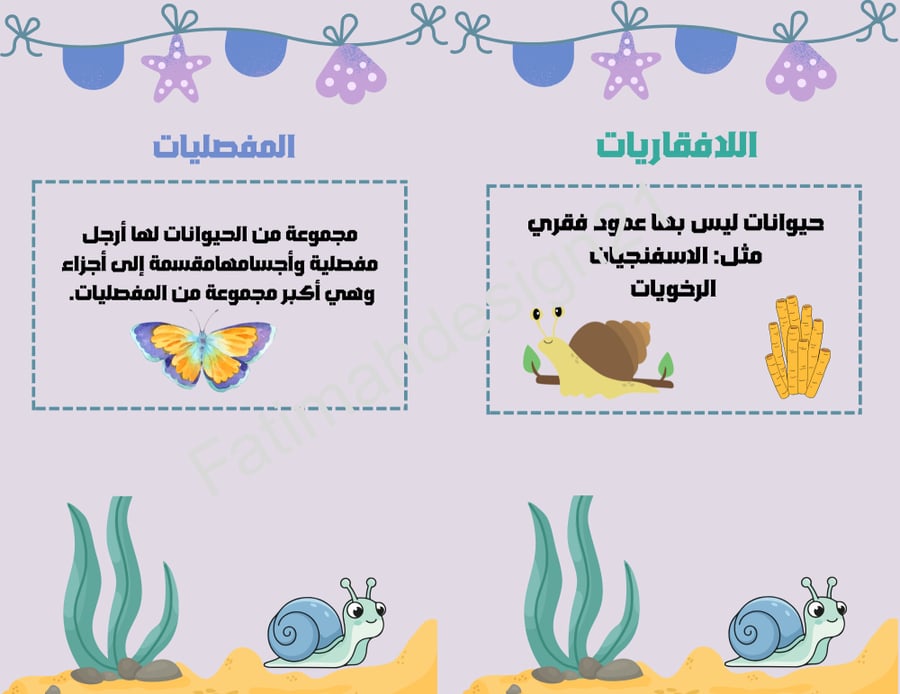 مطوية علوم الصف الرابع اللافقاريات