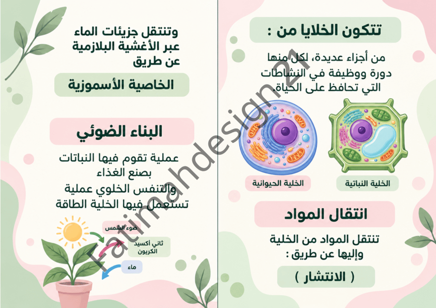 مطوية علوم الصف السادس الخلية