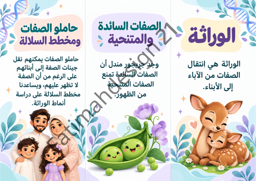 مطوية علوم الصف السادس  الصفات الوراثة