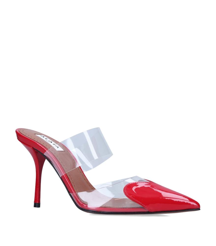ALAÏA Leather Coeur Mules 90