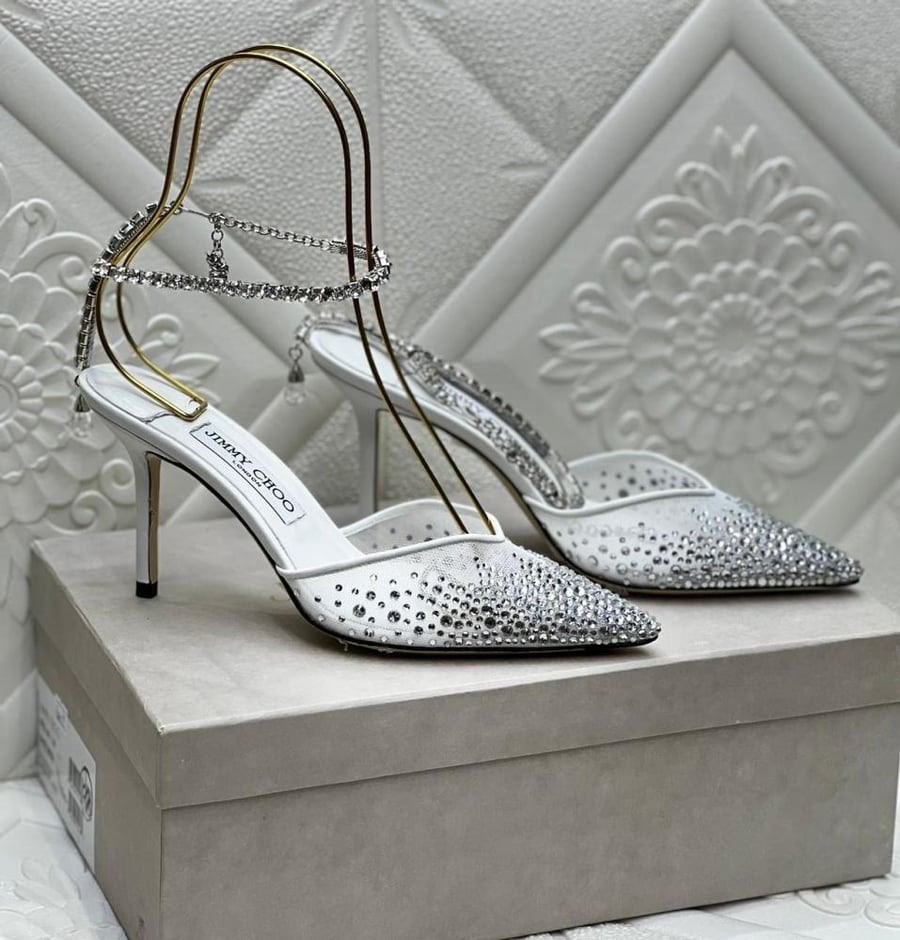JIMMY CHOO  silver Saeda 100 Pumps