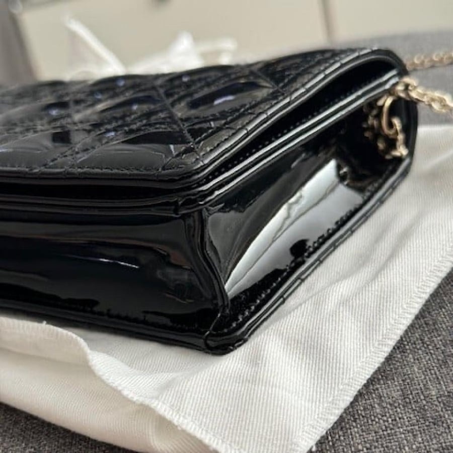 Lady Dior Pouch with Chain Black