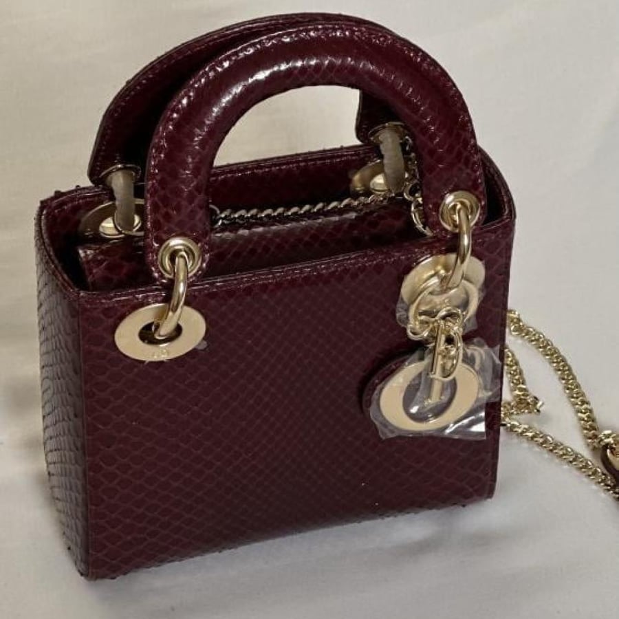 Lady Dior Mini Tote Burgundy