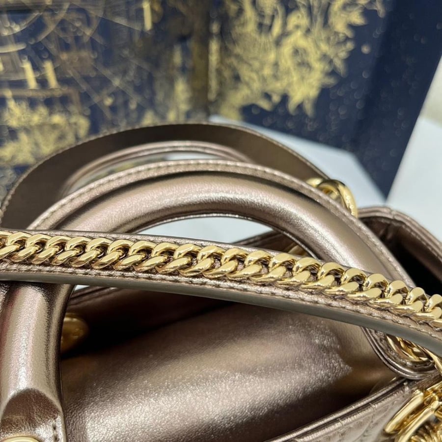 Mini Lady Dior Gold Bag