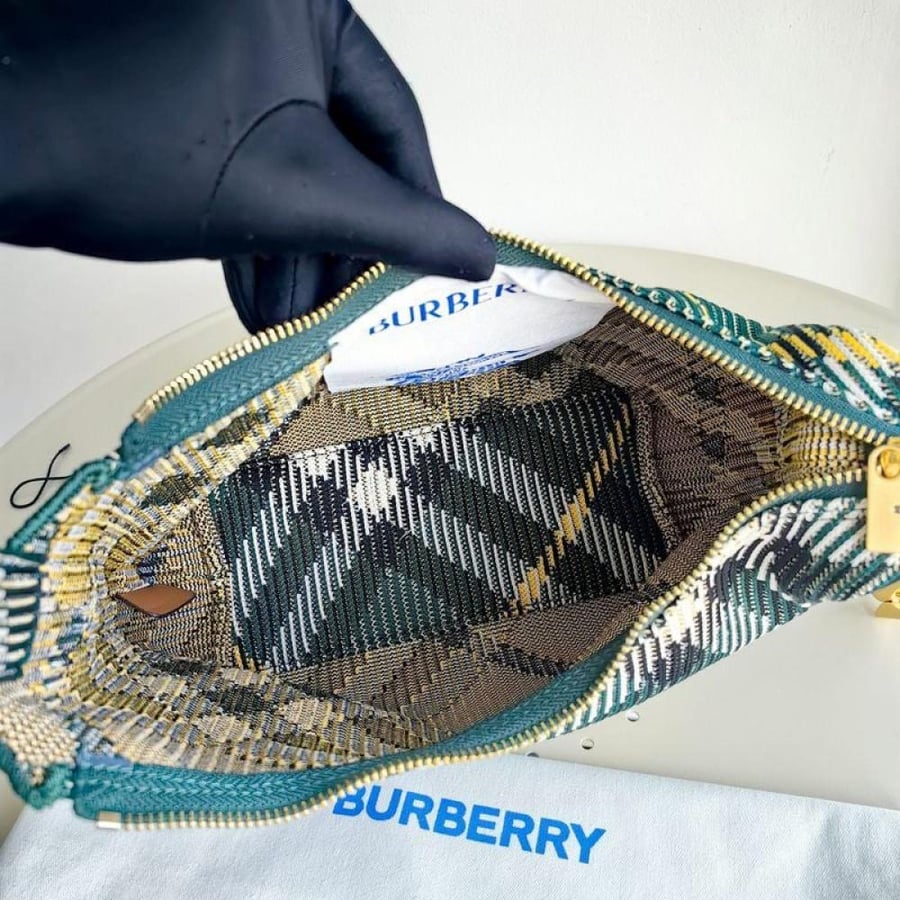 BURBERRY Peg Duffle Mini Woven Top-Handle Bag