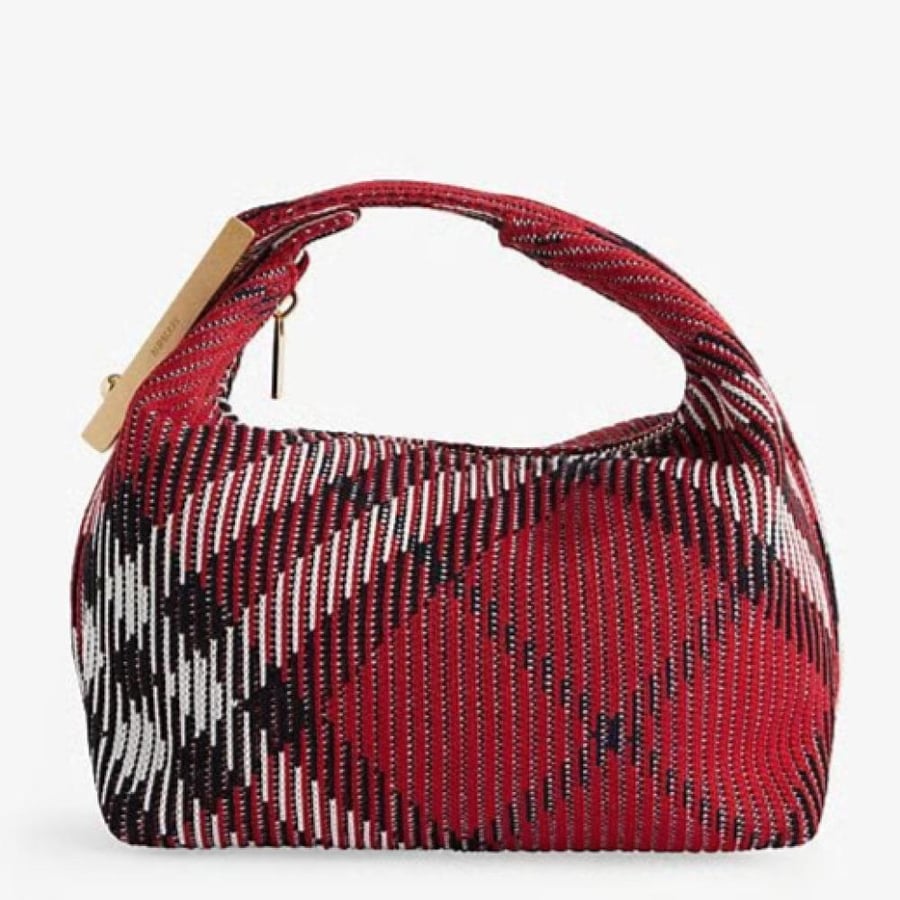BURBERRY Peg Duffle Mini Woven Top-Handle Bag
