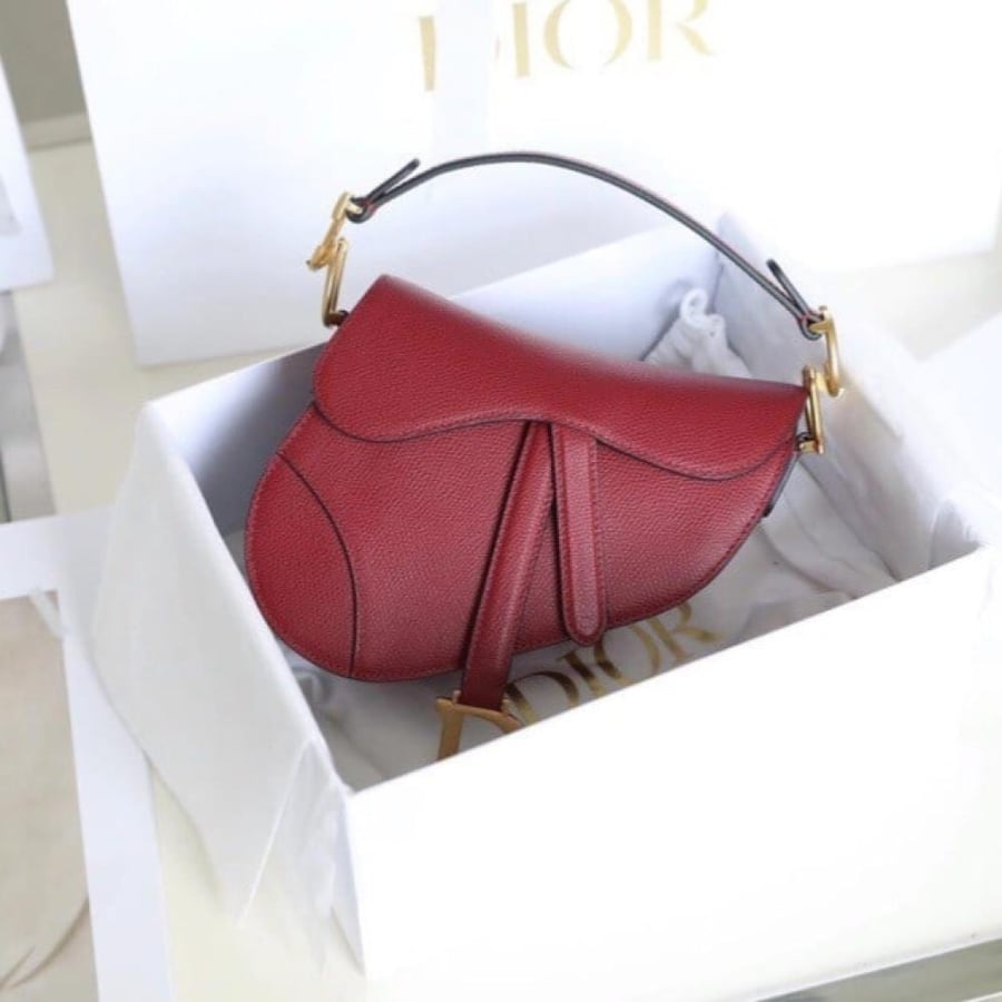 Dior Saddle Bag with Drawstring Red