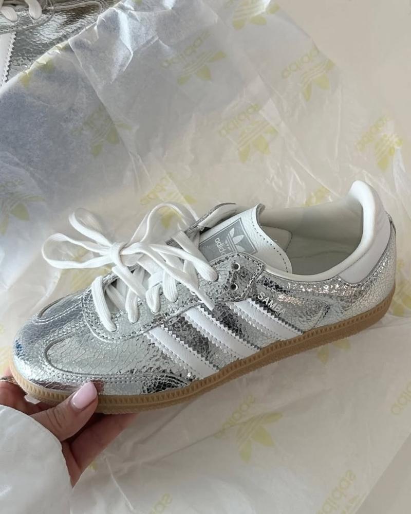 adidas Samba OG "Silver Metallic Cracked Leather" sneakers