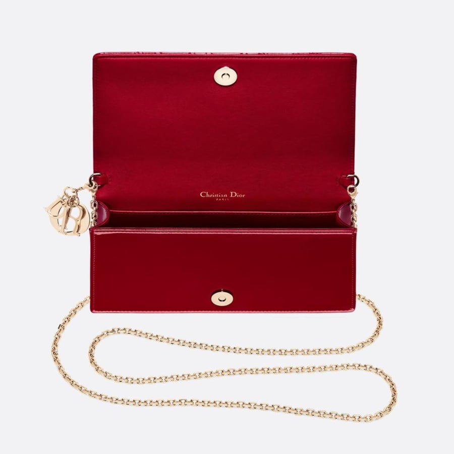 Lady Dior Pouch with Chain Red