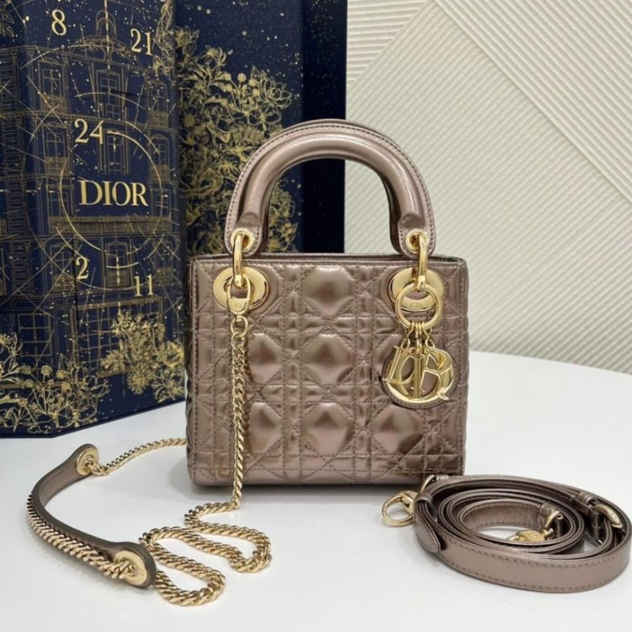 Mini Lady Dior Gold Bag