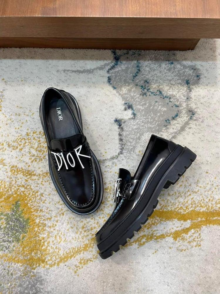 CHRISTIAN DIOR Black Dior Explorer Loafer with Dior and Shawn Signature