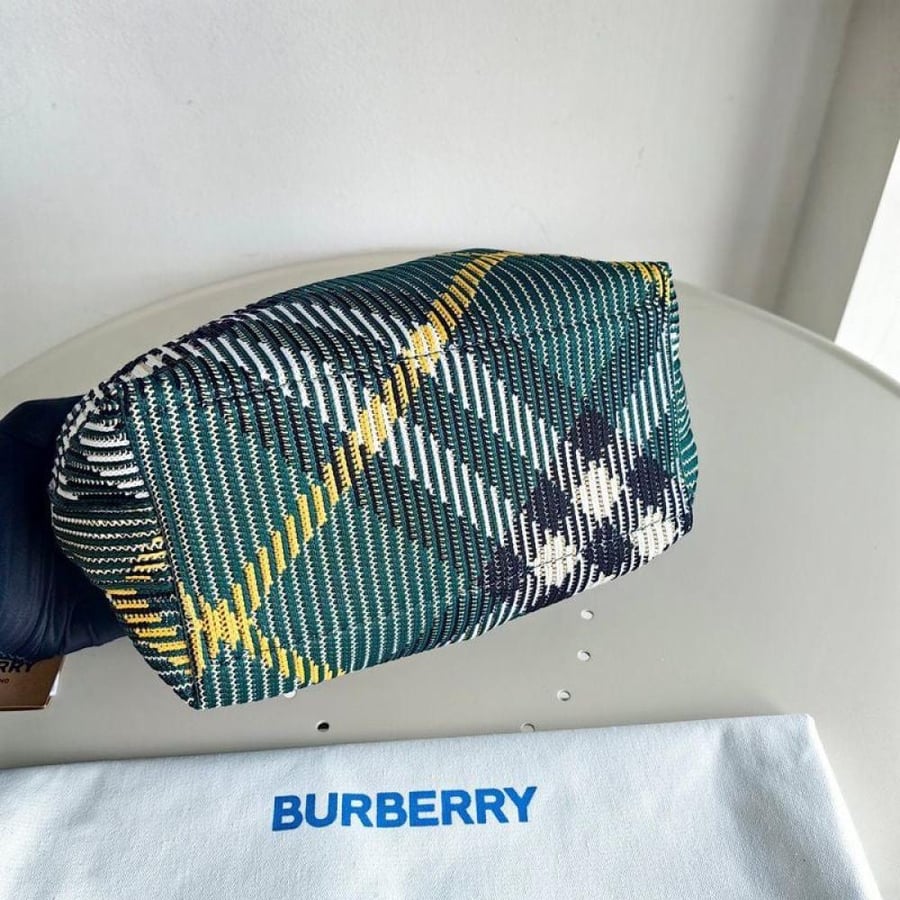 BURBERRY Peg Duffle Mini Woven Top-Handle Bag