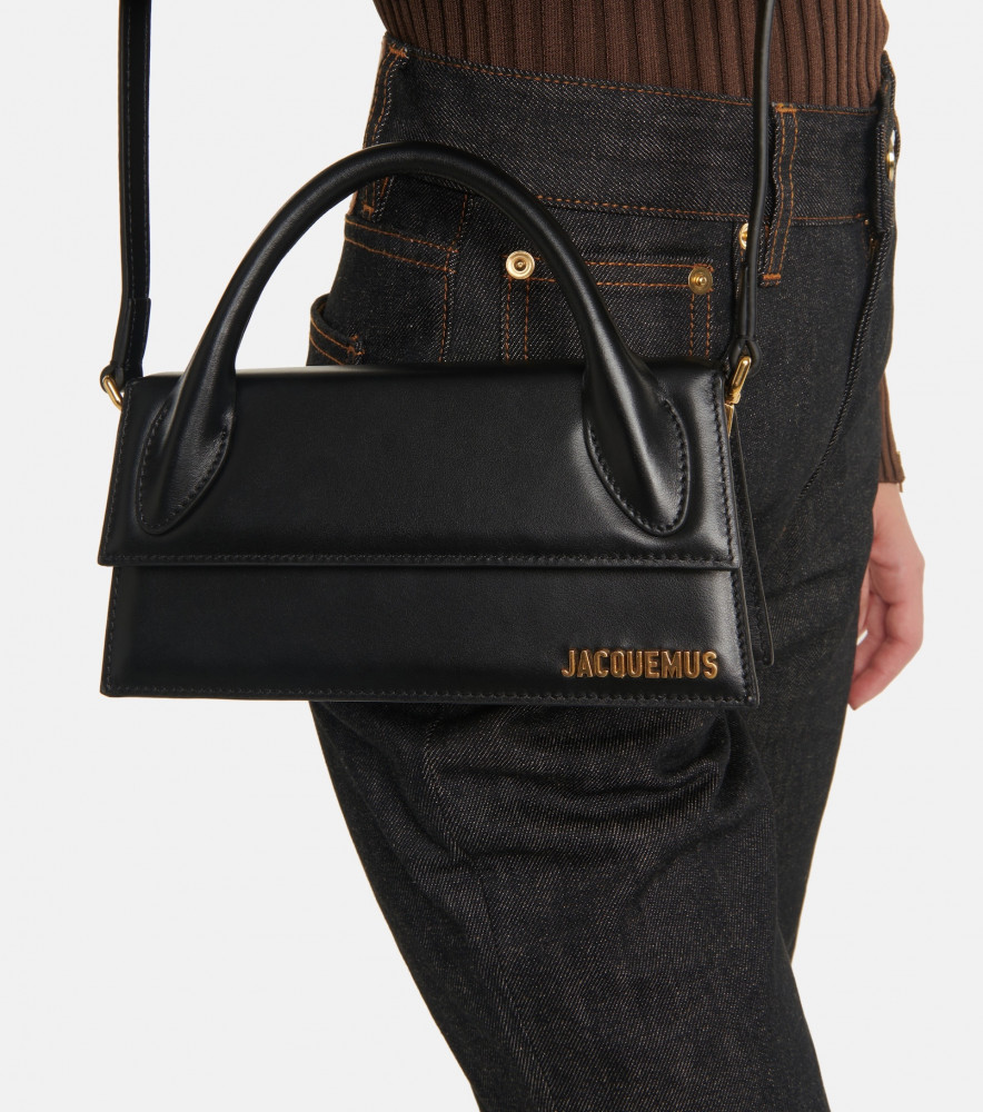 JACQUEMUS Le Chiquito Long leather shoulder black bag