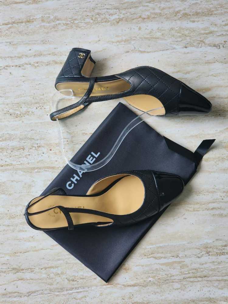 Chanel Black Sling-Back Shoes