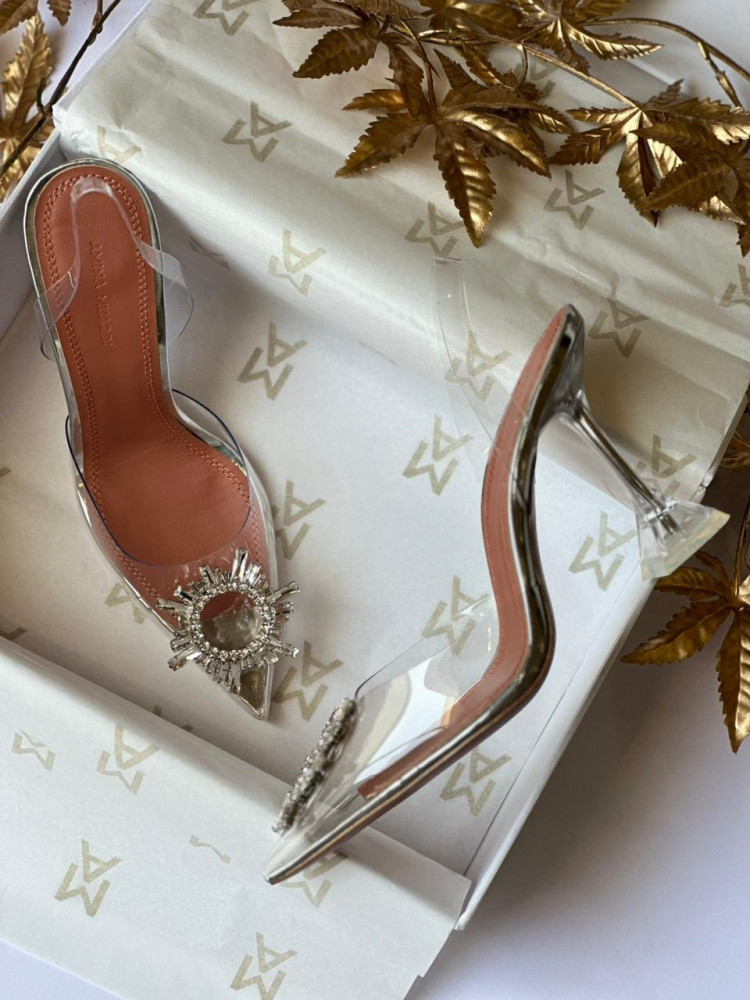 Amina Muaddi Begum Glass 95mm slingback pumps