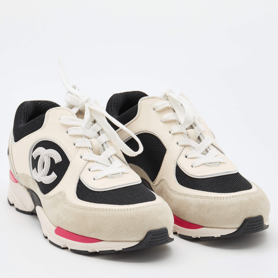 Chanel Multicolor Suede and Mesh CC Low Top Sneakers