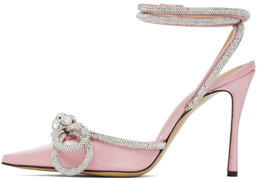 MACH AND MACH Double bow satin light pink pumps