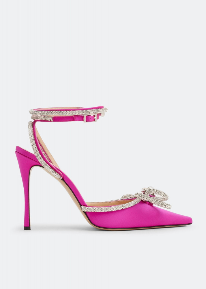 MACH AND MACH Double bow satin pink pumps