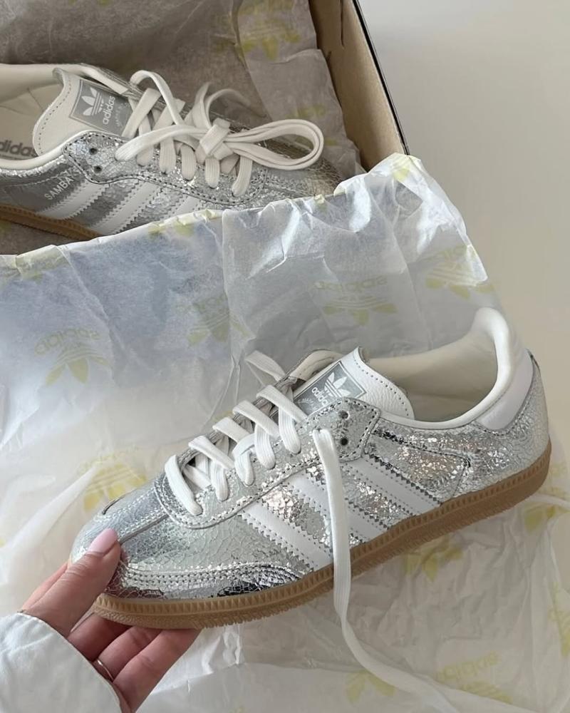 adidas Samba OG "Silver Metallic Cracked Leather" sneakers
