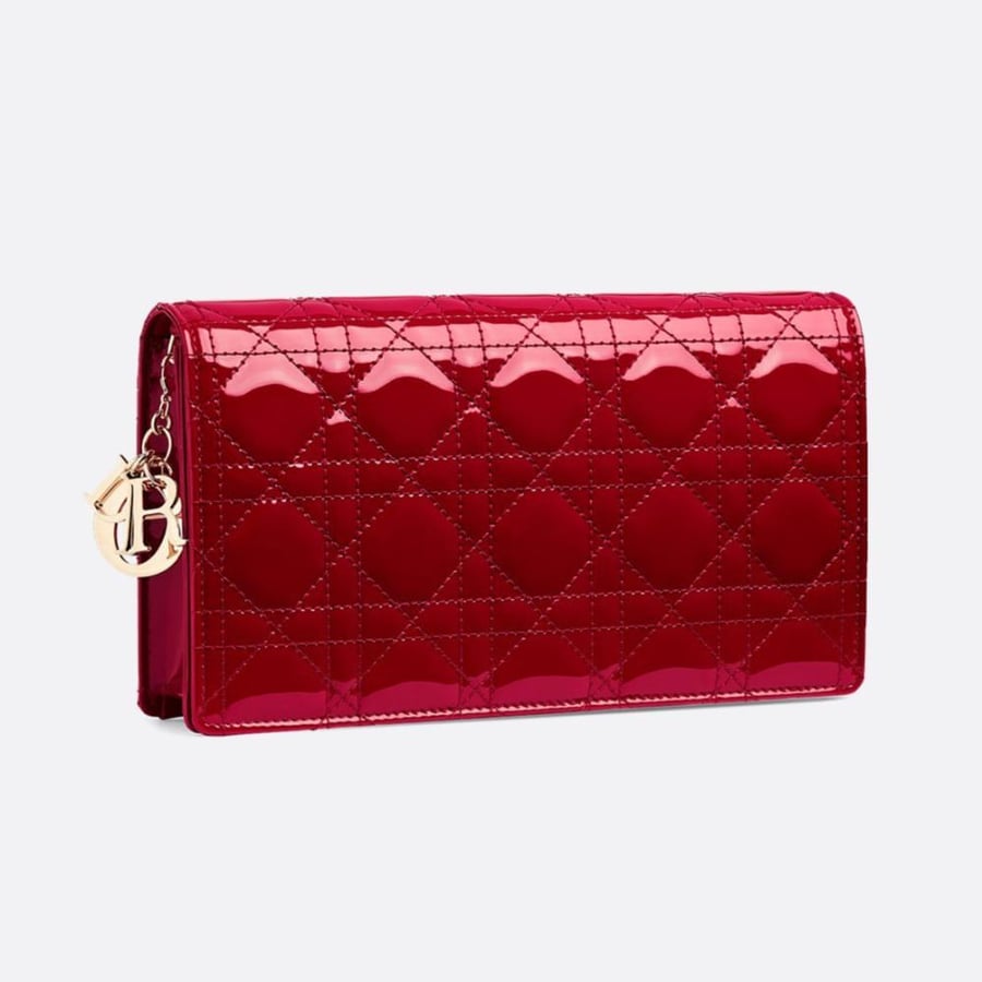 Lady Dior Pouch with Chain Red