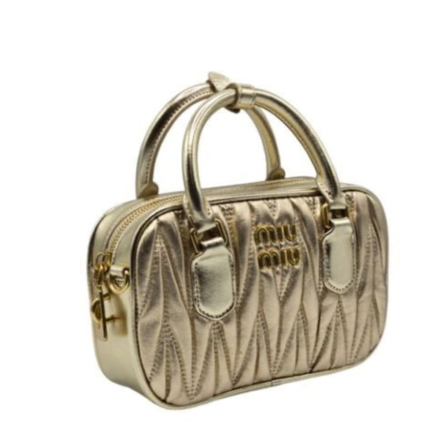 MIU MIU  Small Leather Matelassé Arcadie Top-Handle Bag