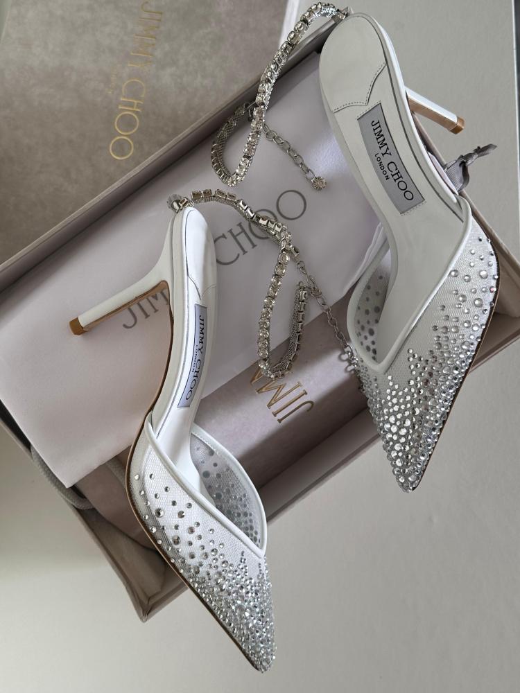 JIMMY CHOO  silver Saeda 100 Pumps