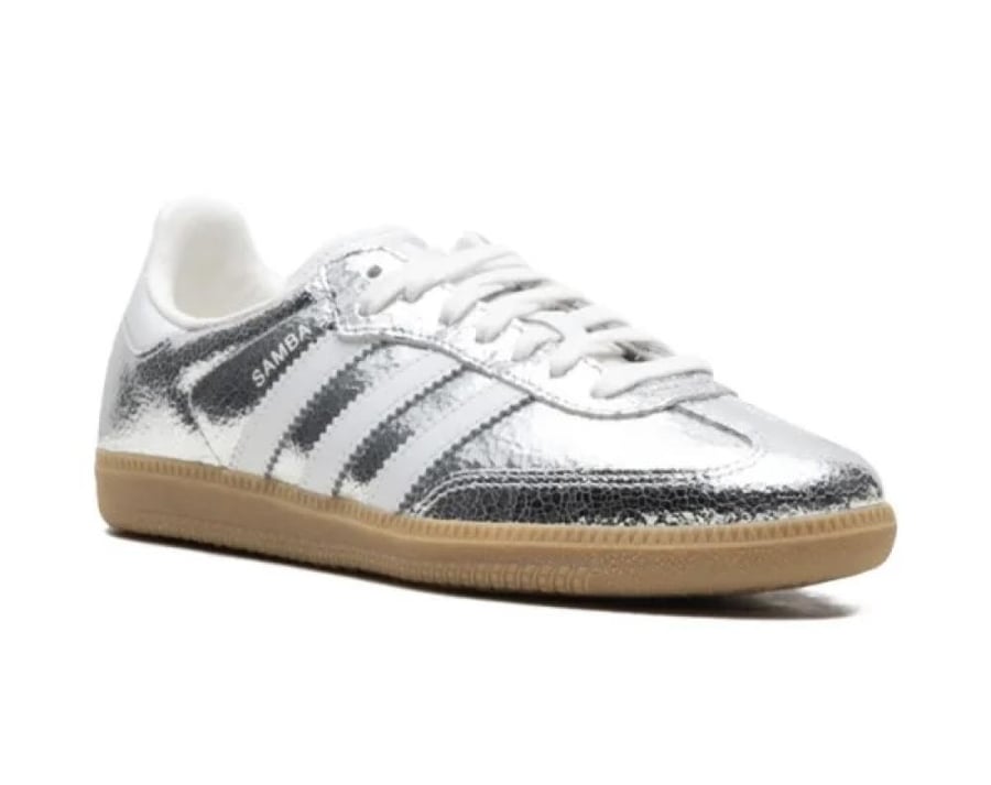 adidas Samba OG "Silver Metallic Cracked Leather" sneakers