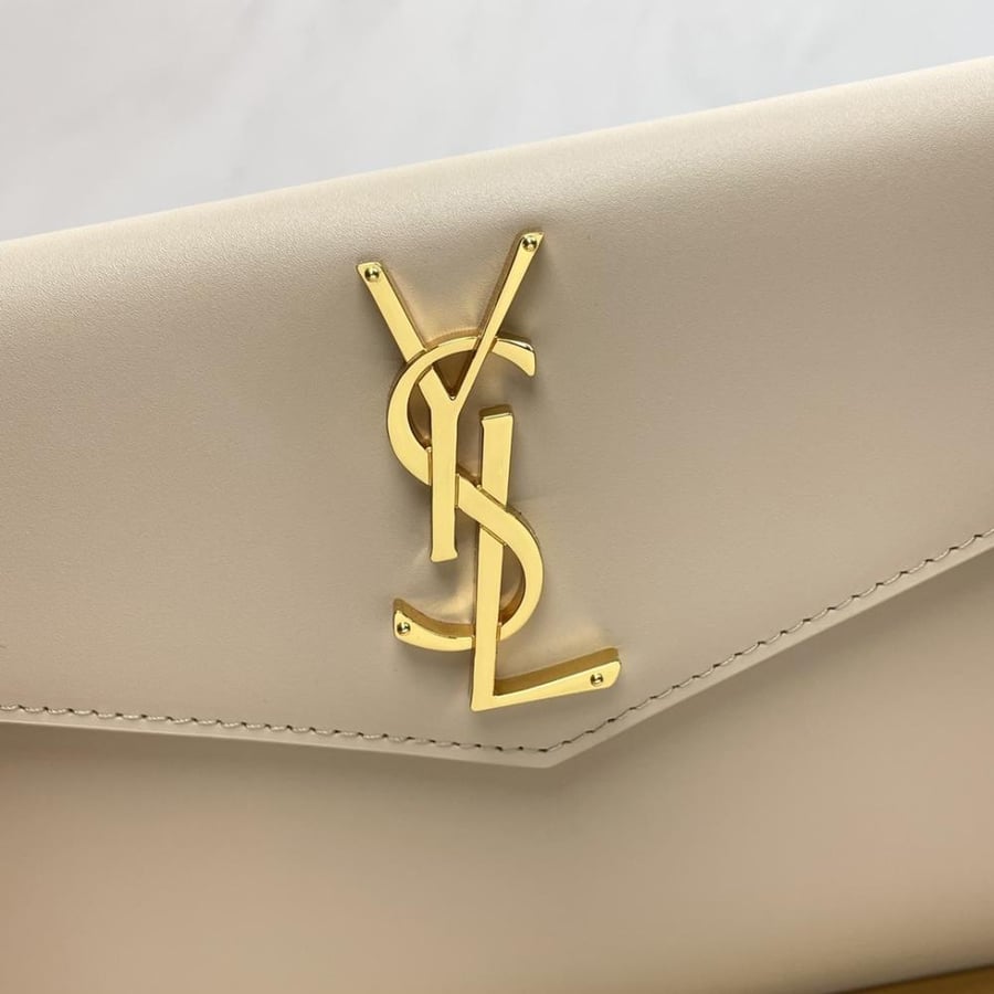 SAINTLAURENT Leather Uptown Bag-Beige
