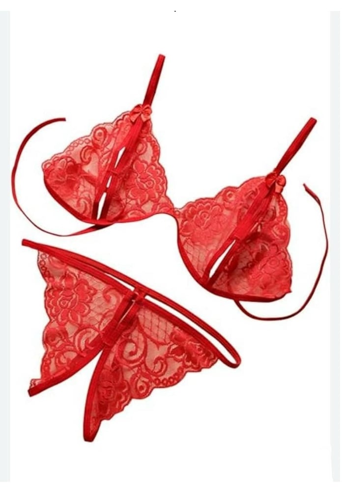 Red lace bikini, one size for women