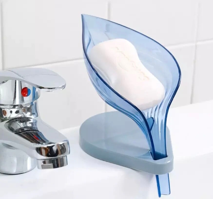 Leaf Soap Dish Bathroom Soap and Kitchen Scrub Holder with Drainage Hole