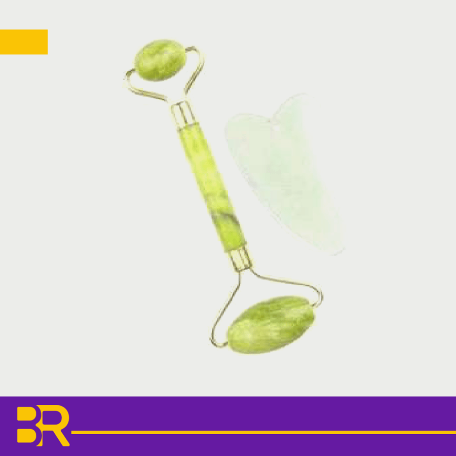 Facial massage roller with an additional heart-shaped attachment