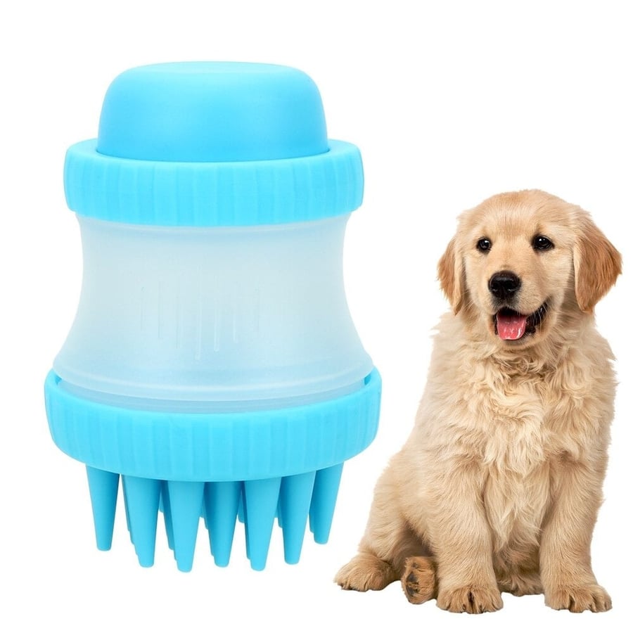 Pet bath and massage brush, blue color
