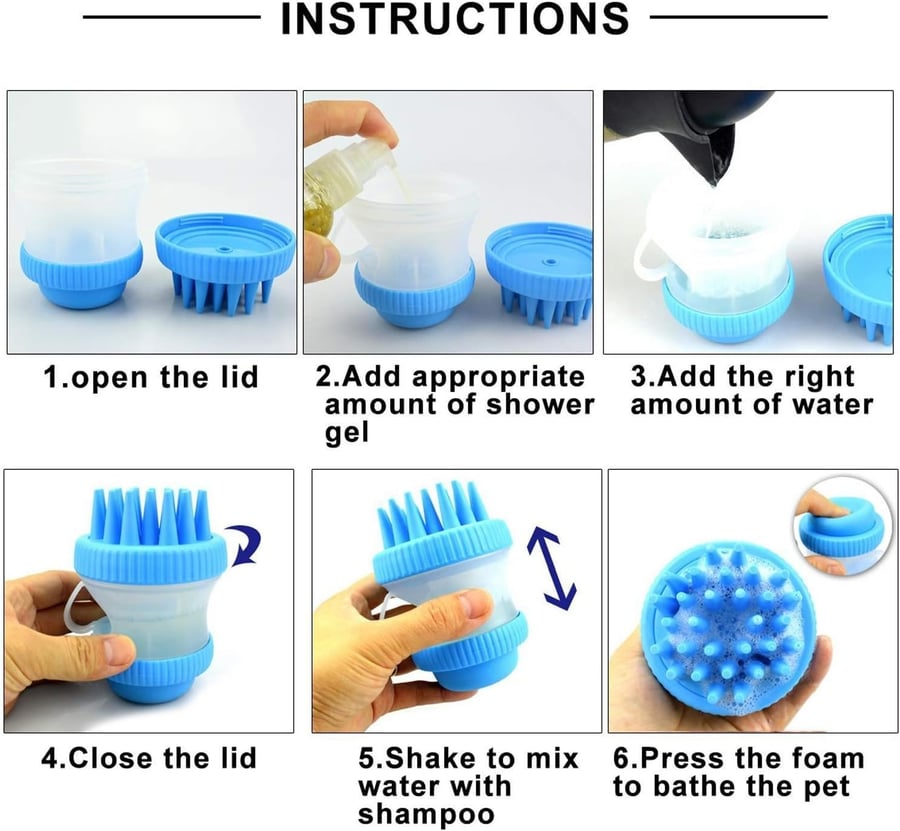 Pet bath and massage brush, blue color