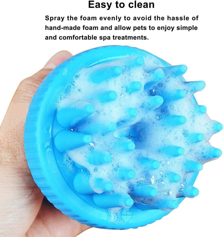 Pet bath and massage brush, blue color