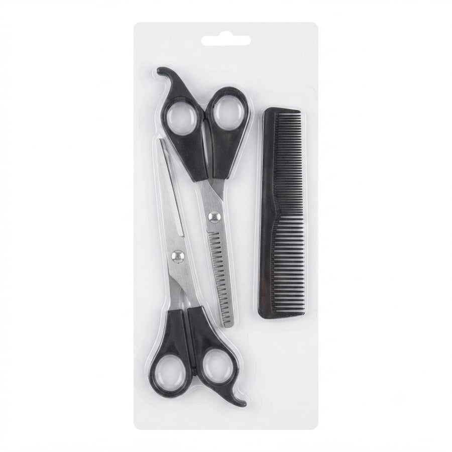 Hair cutting scissors set with hair comb - Professional Picuri barber scissors for hairdressing and barber shops, stainless steel