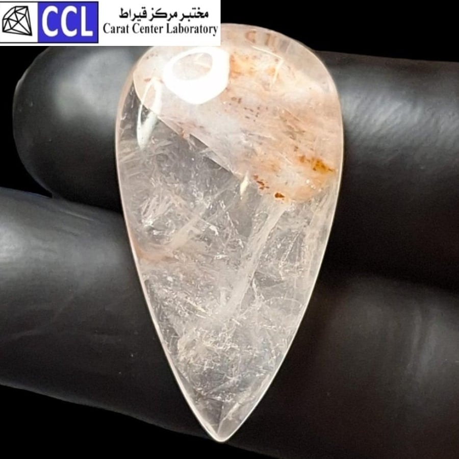 حجر الدر كوارتز طبيعي مفحوص وموثق بشهادة مختبر